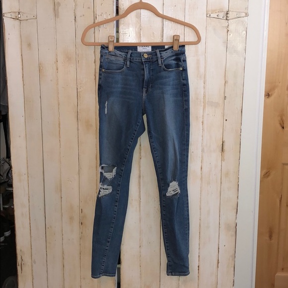 FRAME Le High Skinny Distressed Jeans - Picture 4 of 7